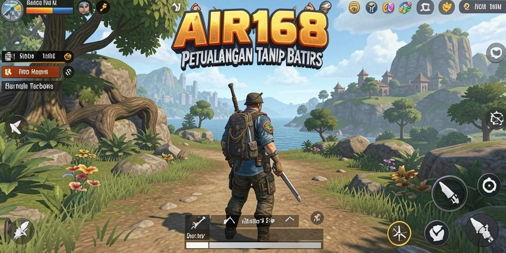 Screenshot gameplay AIR168 yang menampilkan dunia terbuka yang luas.