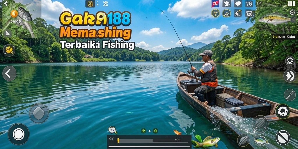 Tampilan gameplay <strong>API88</strong> yang menampilkan keseruan memancing di lokasi indah.