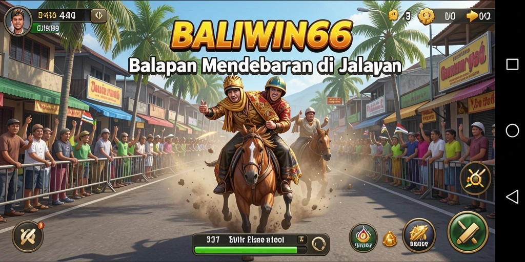 Screenshot gameplay BALIWIN66 menampilkan balapan yang mendebarkan.