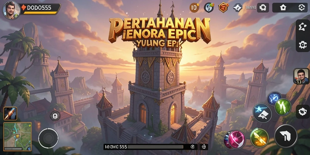 Tangkapan layar dari DODO555 menampilkan aksi strategi Tower Defense yang mendebarkan.