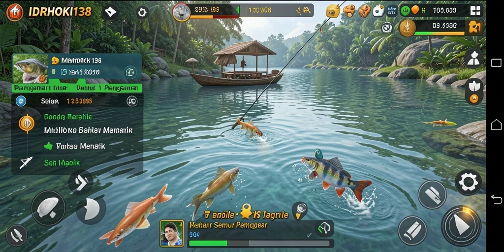 Screenshot gameplay <strong>IDRHOKI138</strong> yang menampilkan pengalaman memancing yang seru.