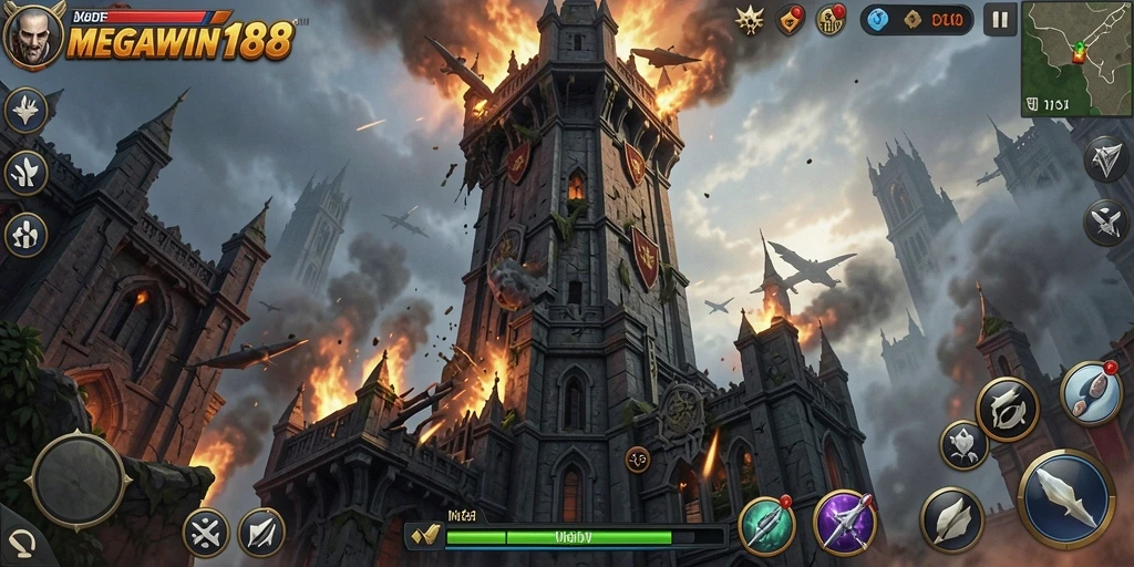 Tampilan gameplay seru dari MEGAWIN188 dalam genre Tower Defense.