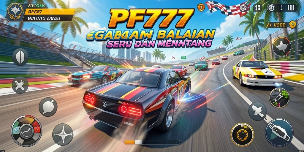 Screenshot utama PF777 menampilkan aksi balapan yang mendebarkan dan penuh adrenalin.