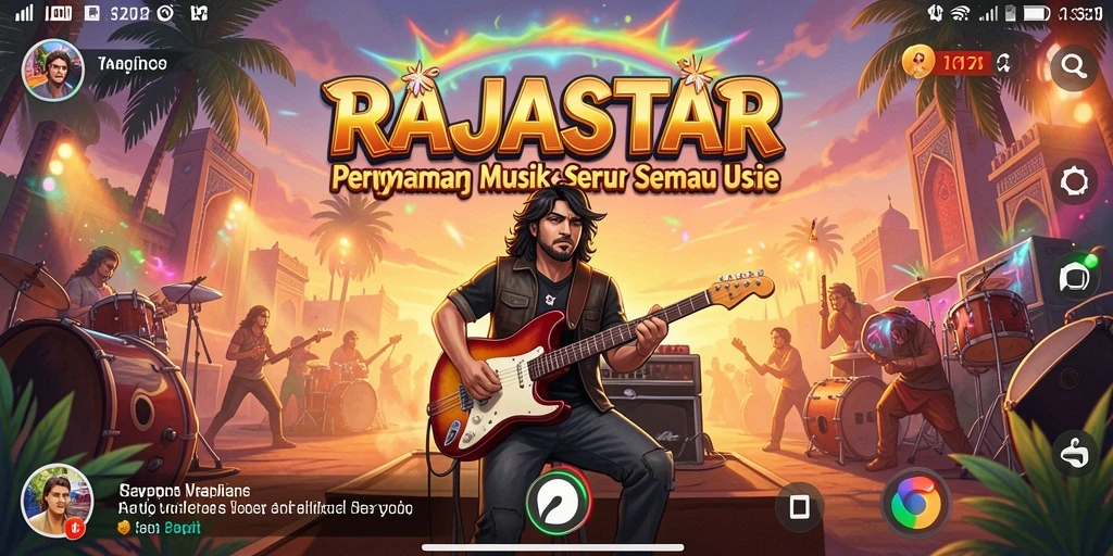 Tampilan gameplay RAJASTAR yang menampilkan interaksi musik yang seru.
