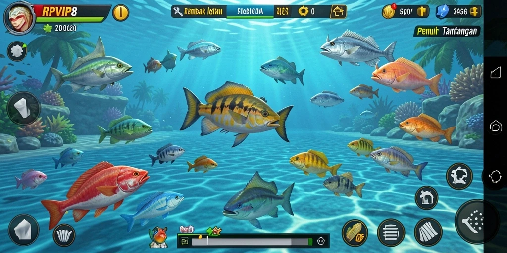 Screenshot utama RPVIP8 menampilkan gameplay Tembak Ikan yang mendebarkan.