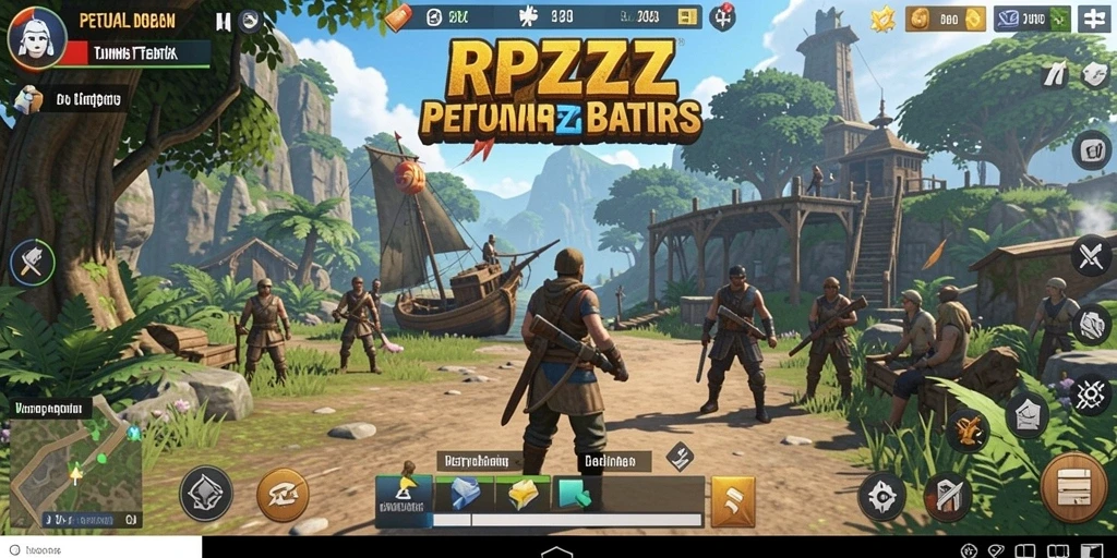 Screenshot gameplay RPZZZ menampilkan pemandangan dunia terbuka yang menakjubkan.